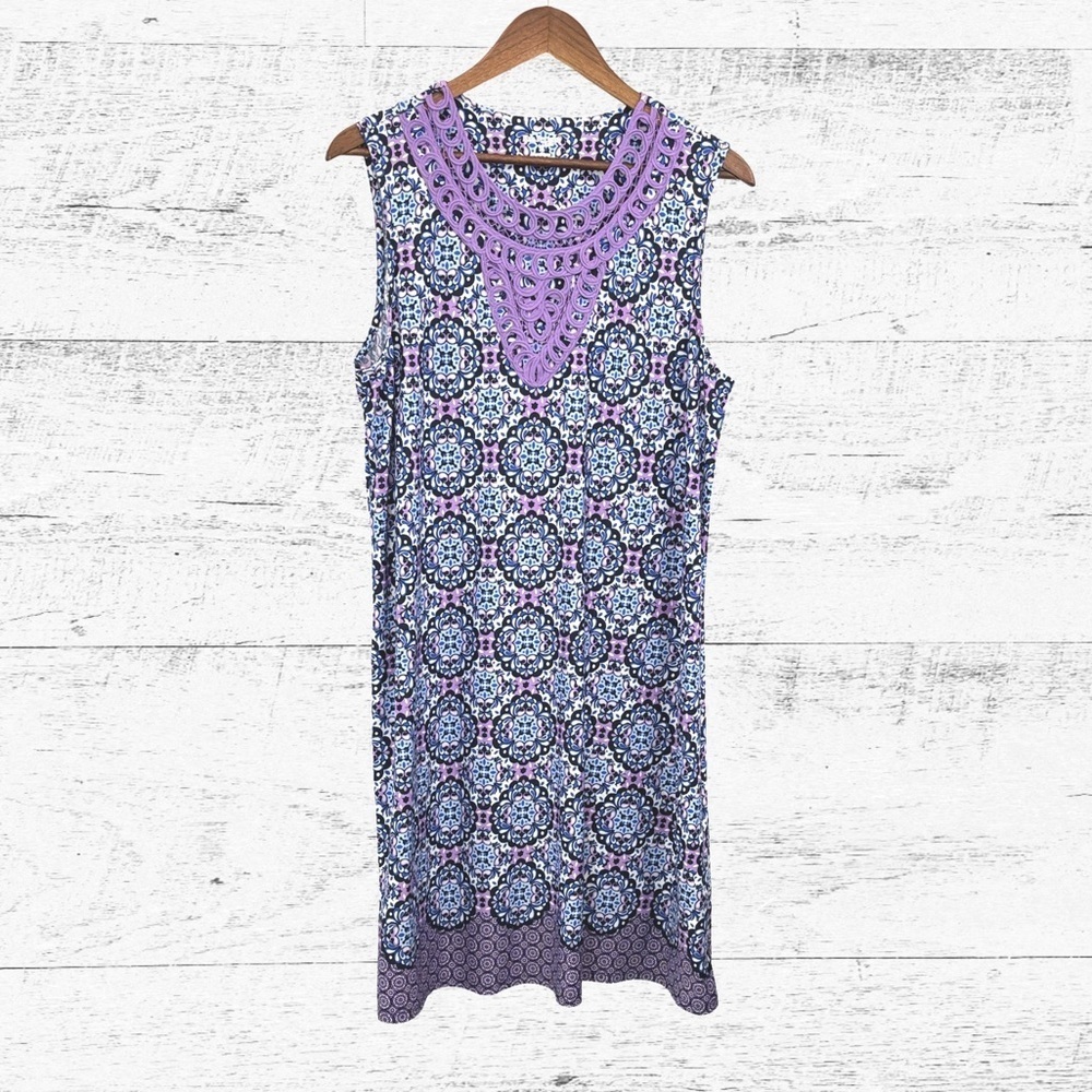 Kim Rogers Pink and Blue Patterned Dress